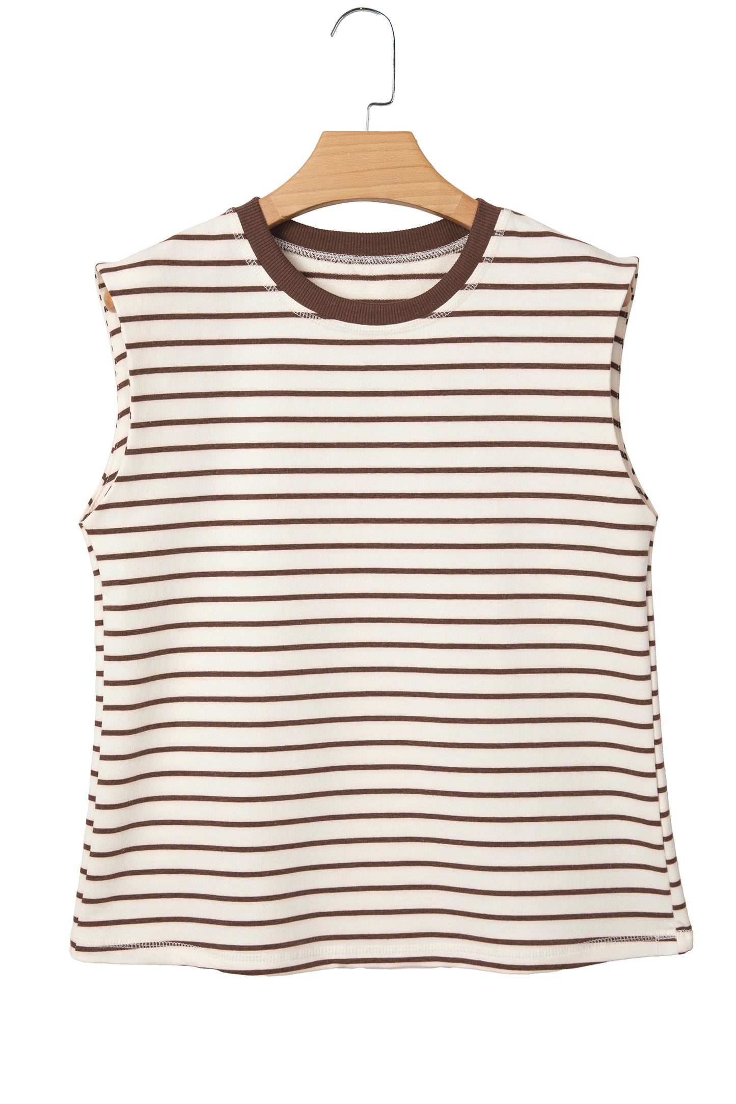 Stripe Ribbed Round Tank Top