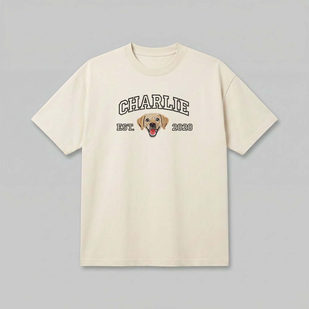 Heavyweight Pet Embroidered T-Shirt – Outline