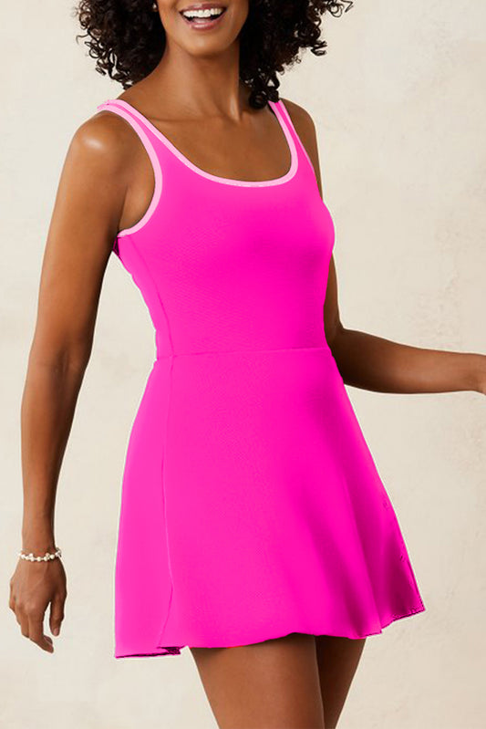 Neckline Active Shorts Swim Dress