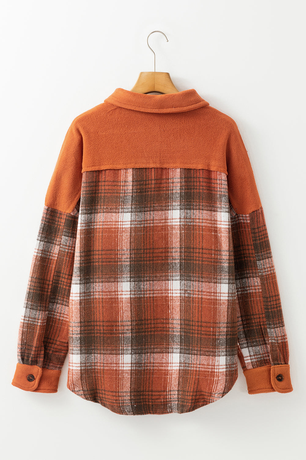 Colorblock Pattern Buttoned Plaid Shackets
