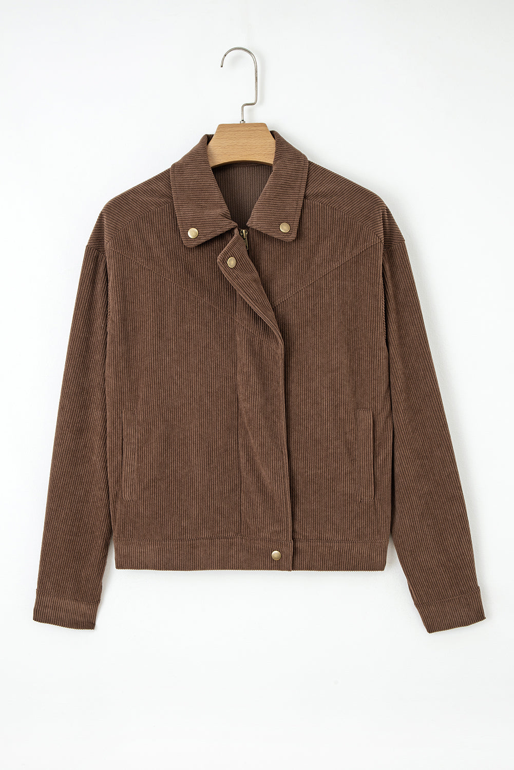 Button Zip Up Lapel Jackets