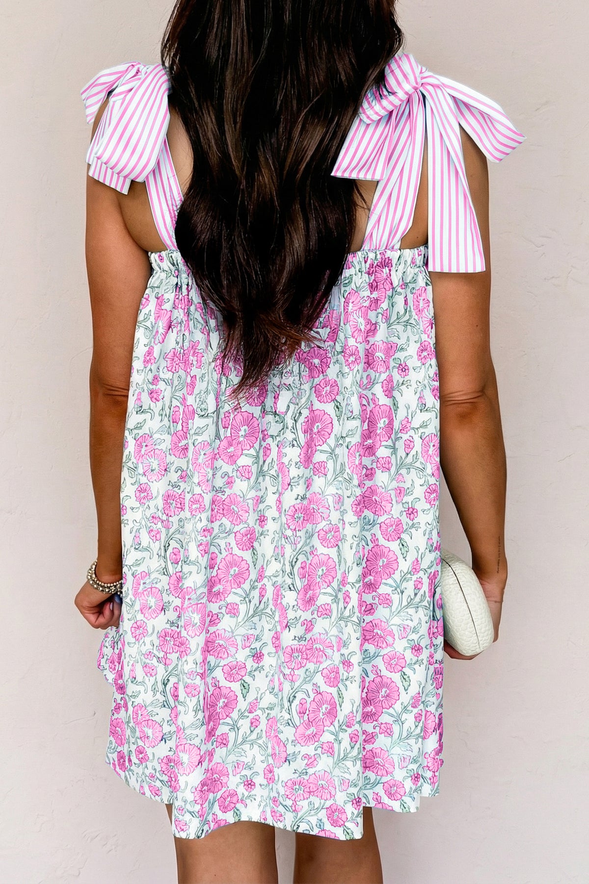 Striped Bow Knot Floral Dress