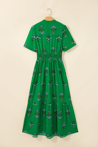 Floral Shirred Maxi Dress
