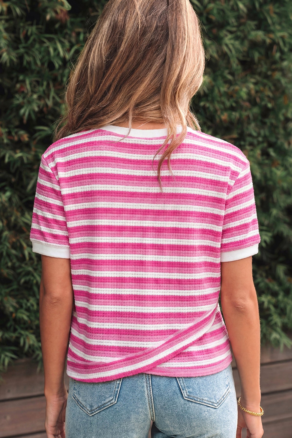 Textured Knit Short Sleeve Tee
