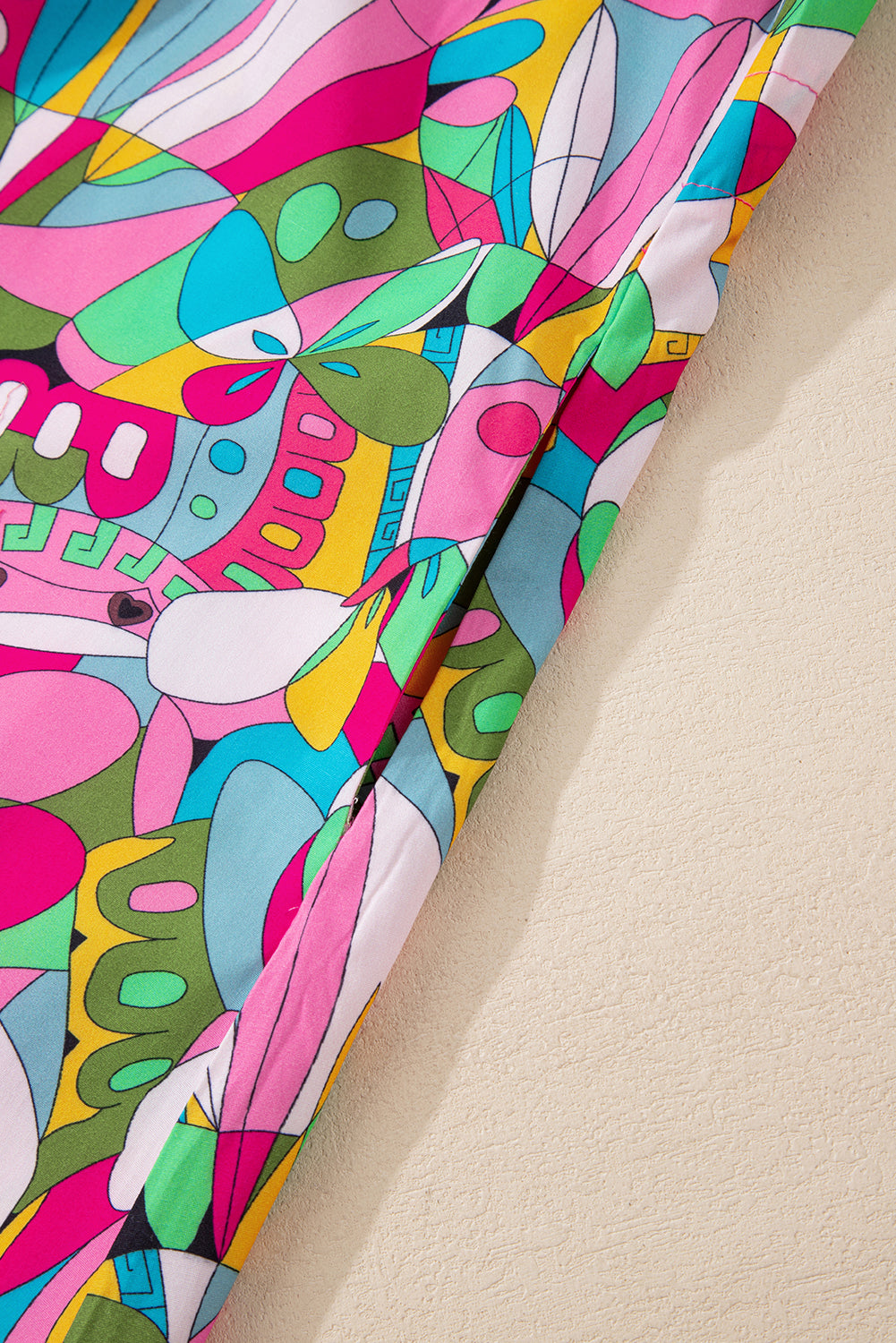 Abstract Printed Buttoned Mini Dress