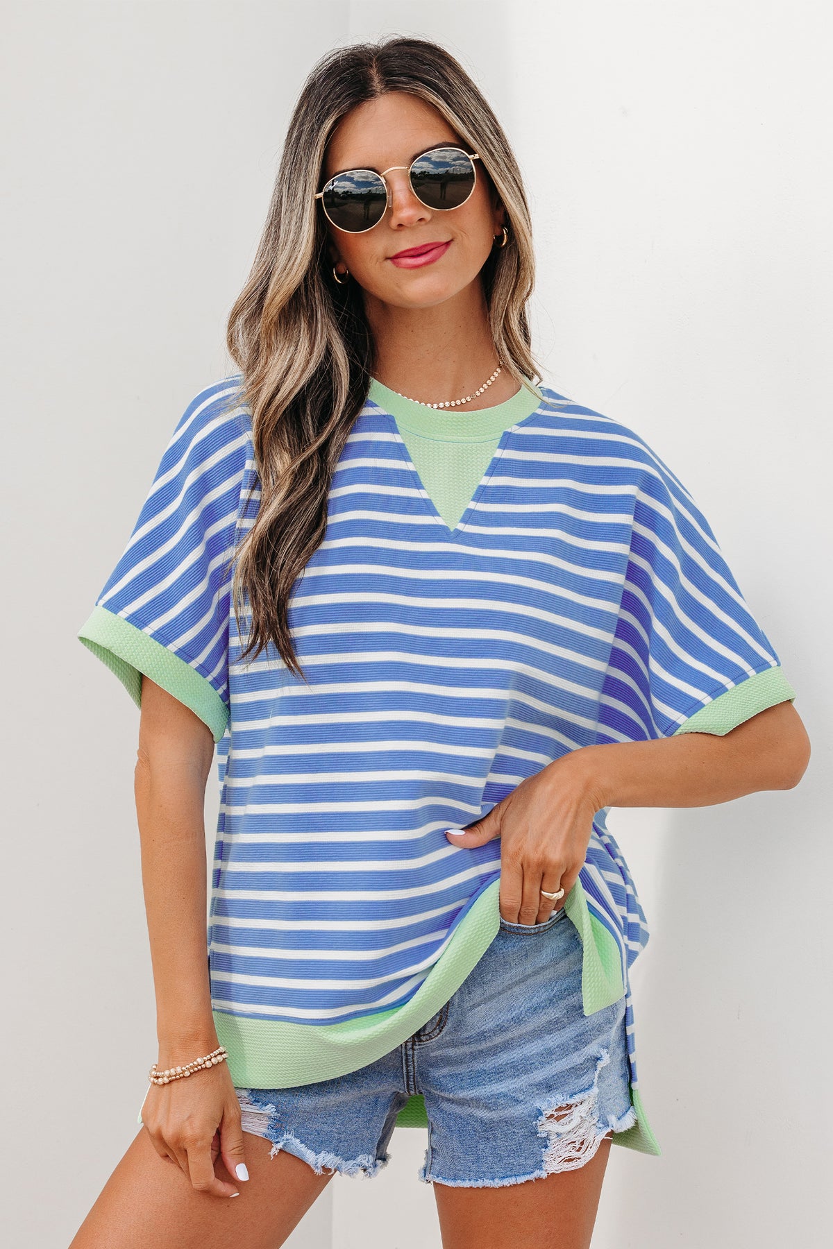 Stripe Short Sleeve Top Tee