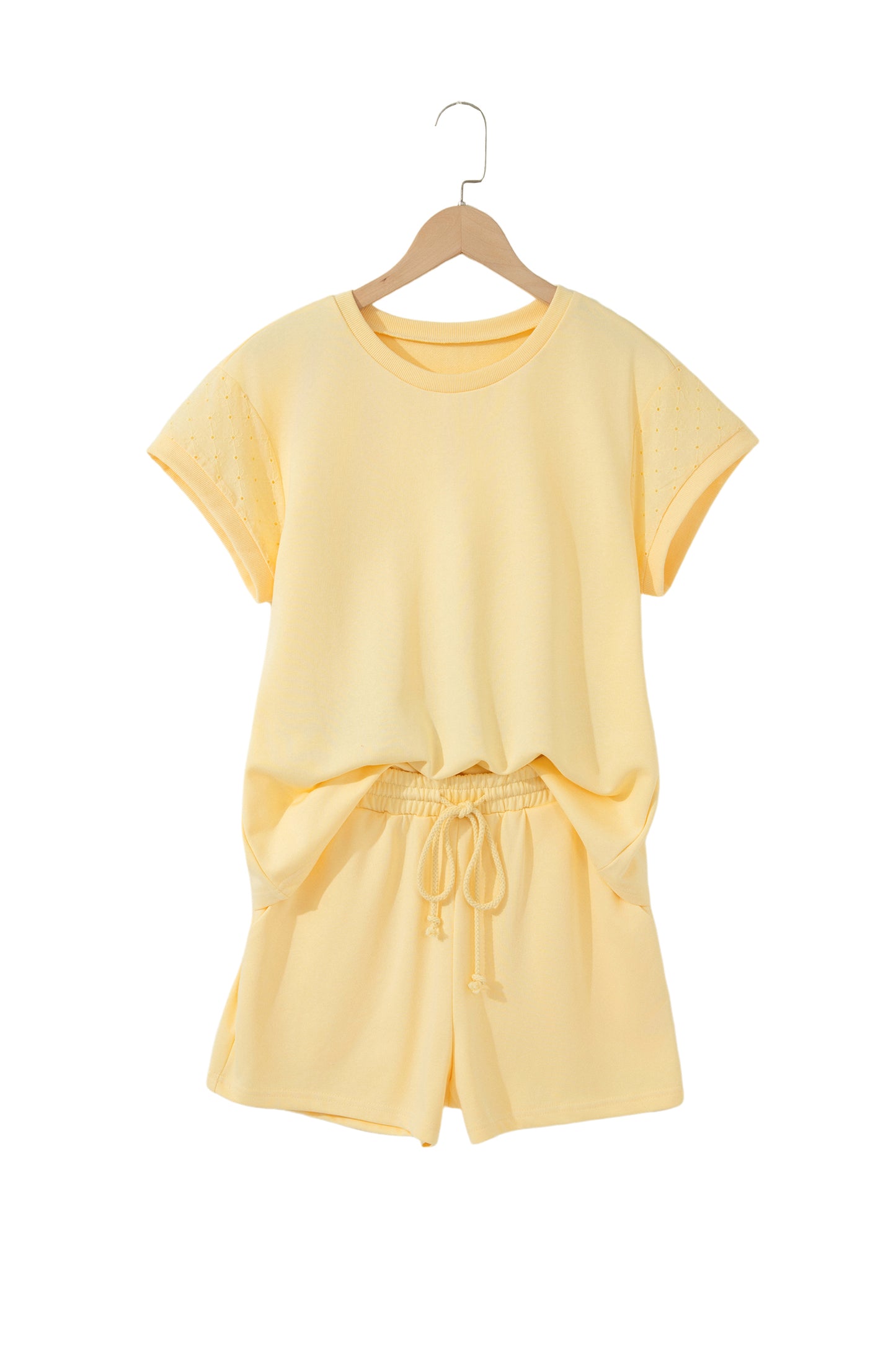 Eyelet Lace Sleeve Short Set