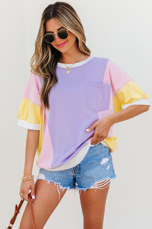 Color Block Oversized Shirt Tee