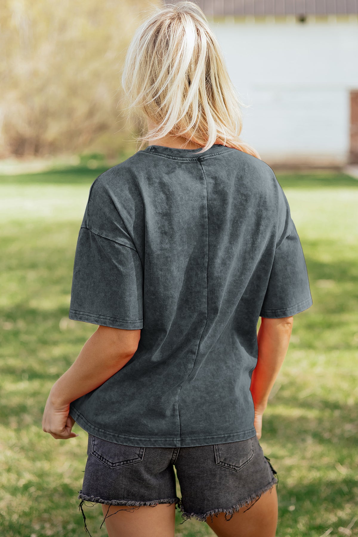 Color Cotton Washed Oversize Tee