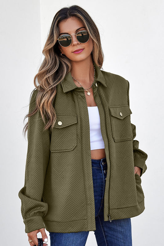 Blackish Color Zip Button Jackets