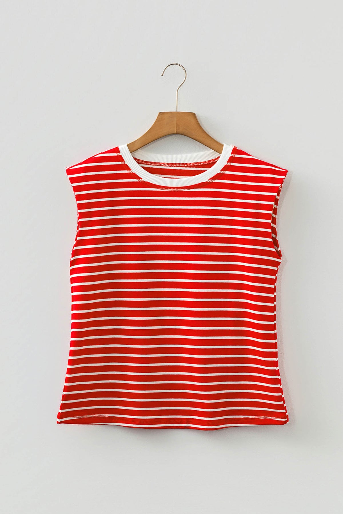 Stripe Ribbed Round Tank Top
