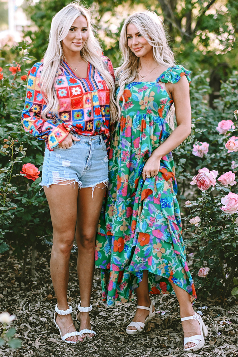 Sleeveless Ruffle Tiered Floral Dress