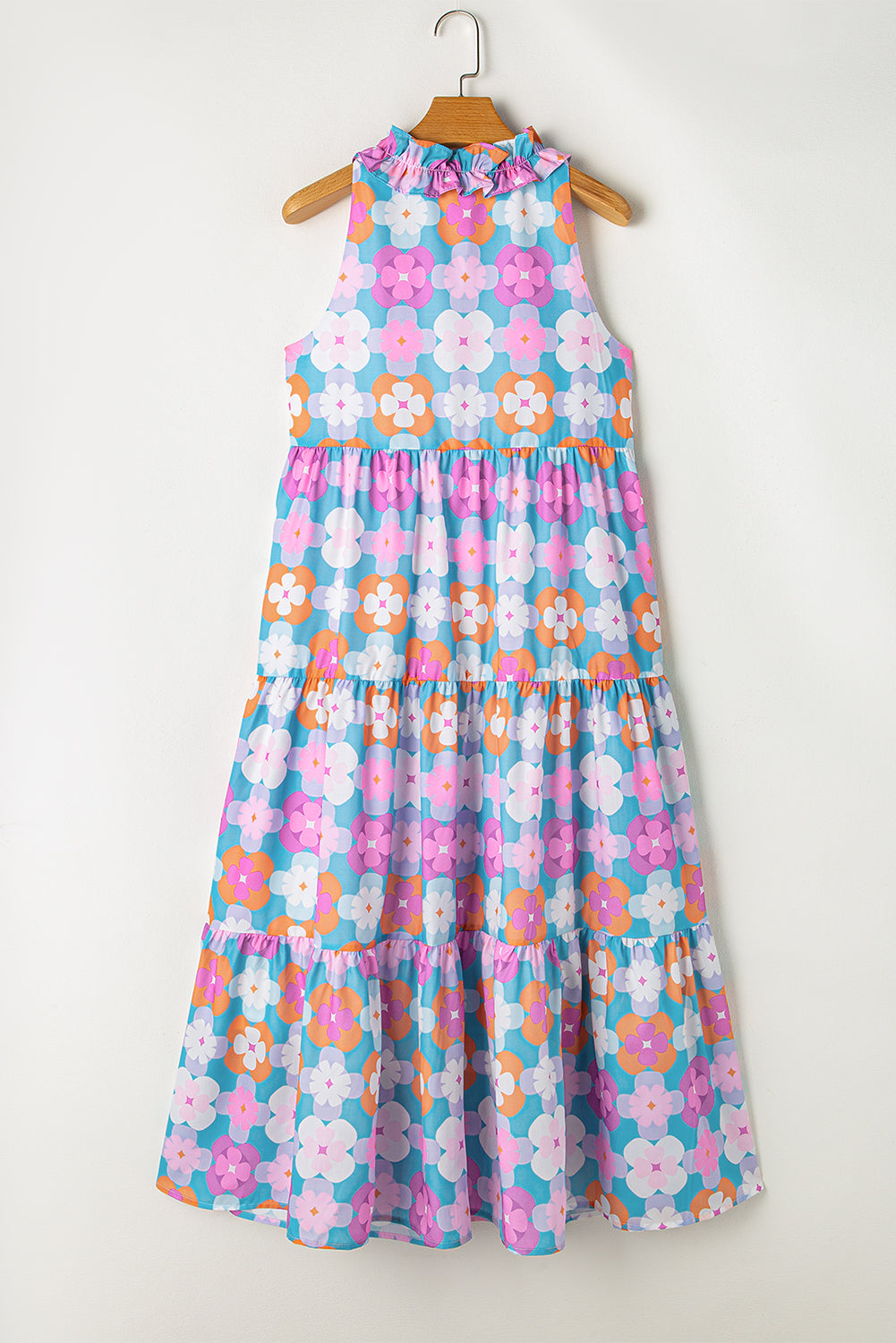 Floral Sleeveless Tiered Maxi Dress