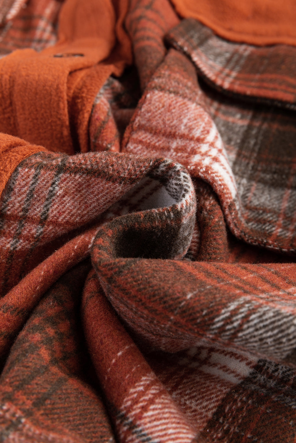 Colorblock Pattern Buttoned Plaid Shackets