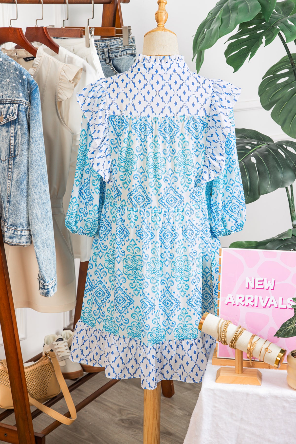 Boho Floral Geometric Mini Dress