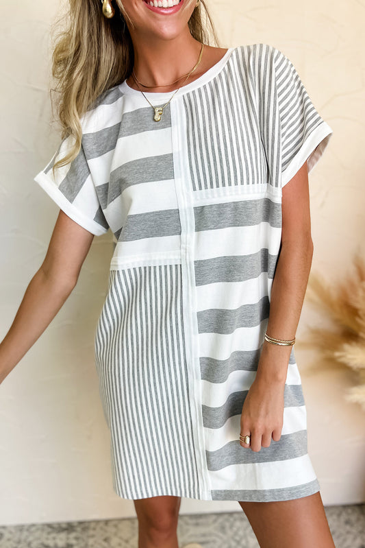 Stripe Short Sleeve T Shirt Dresses