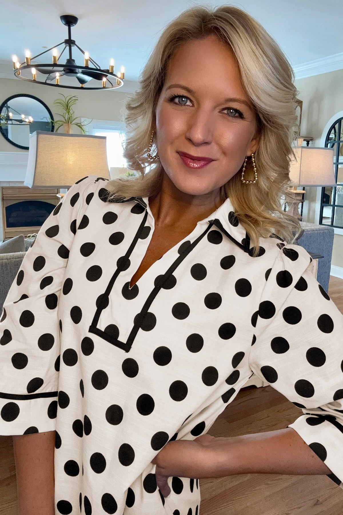 Polka Dot V-neck Mini Dress