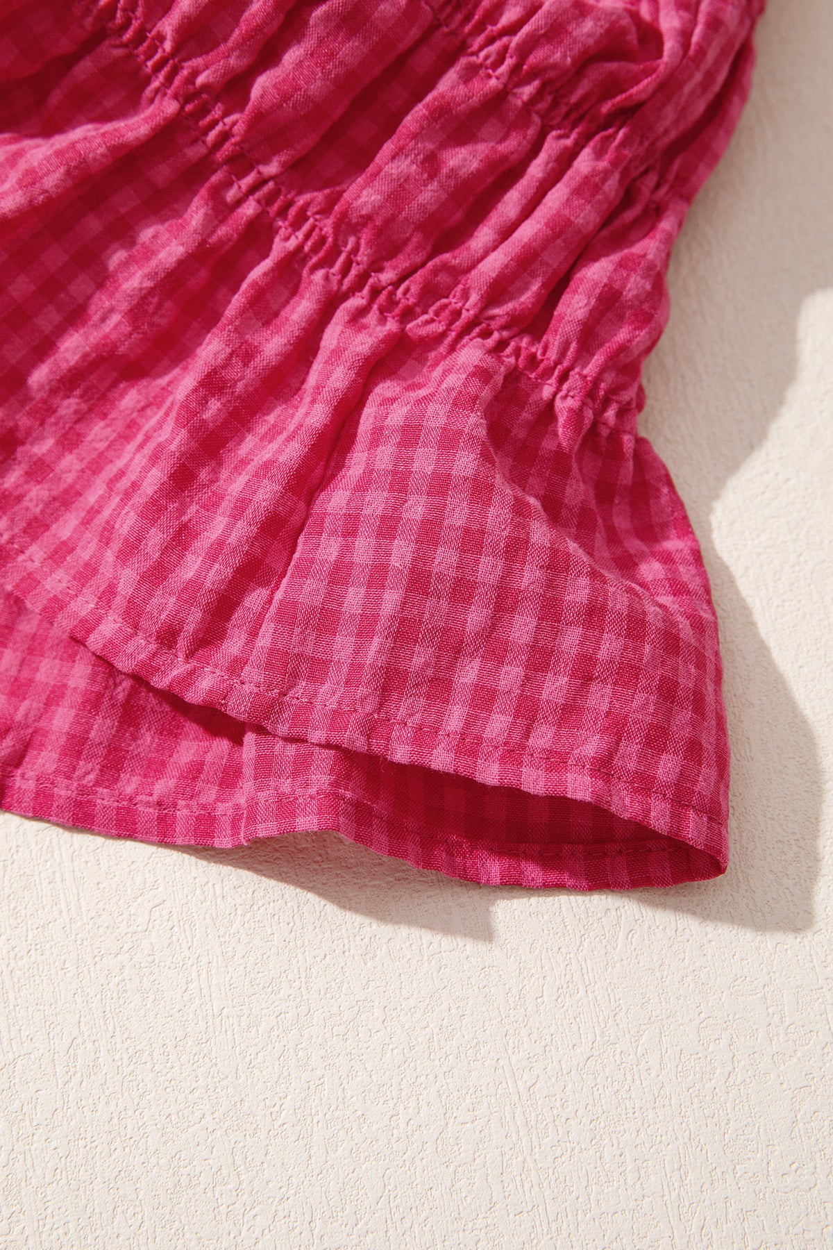 Plaid Shirred Ruffle Tank Top