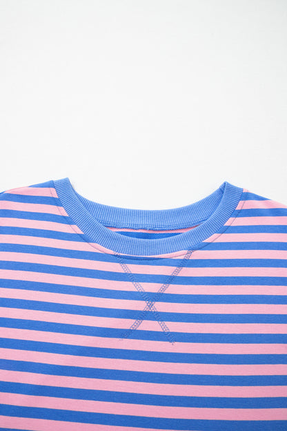 Stripe Short Sleeve Two-Piece Set