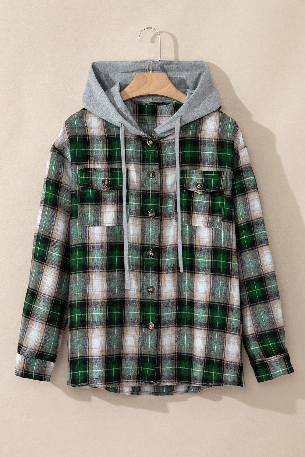 Chest Pocket Buttoned Plaid Shackets