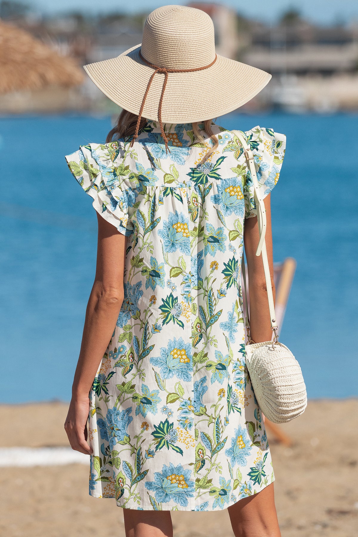 Ruffle Short Sleeve Floral Dress