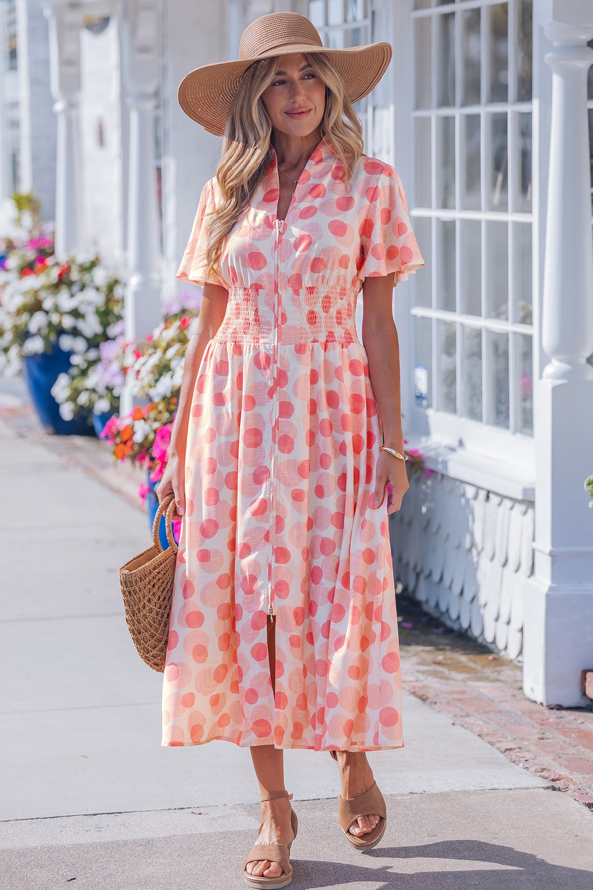 Polka Dot Ruffle Maxi Dress