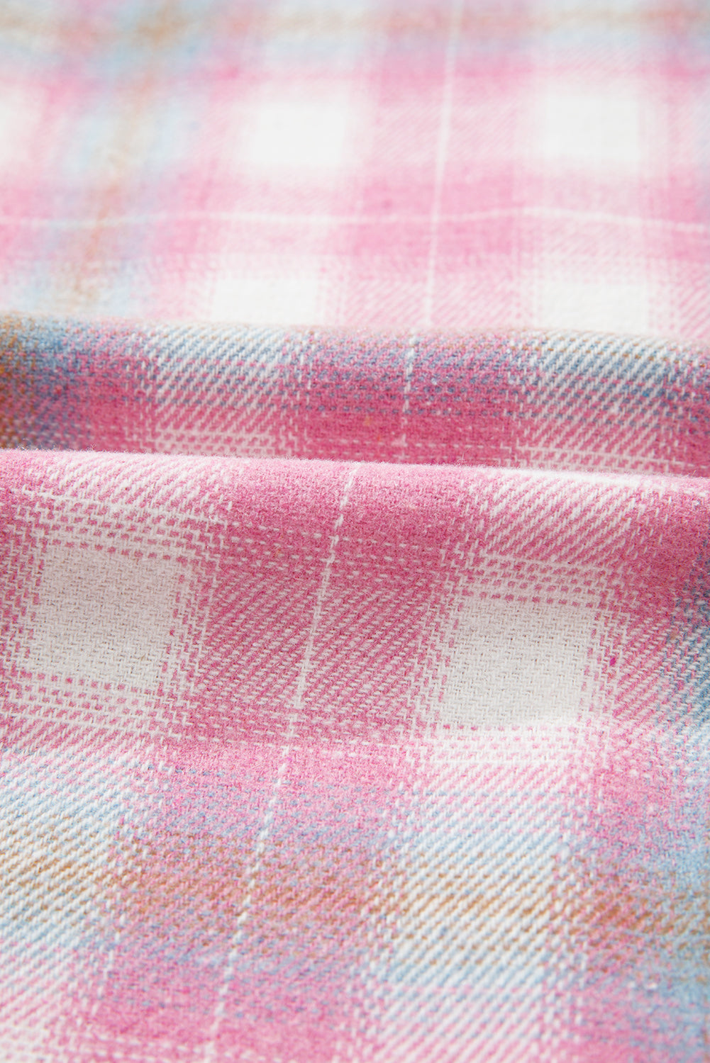 Brushed Corduroy Flap Plaid Shackets
