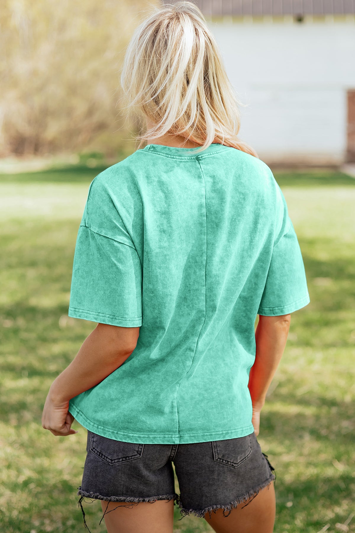 Color Cotton Washed Oversize Tee