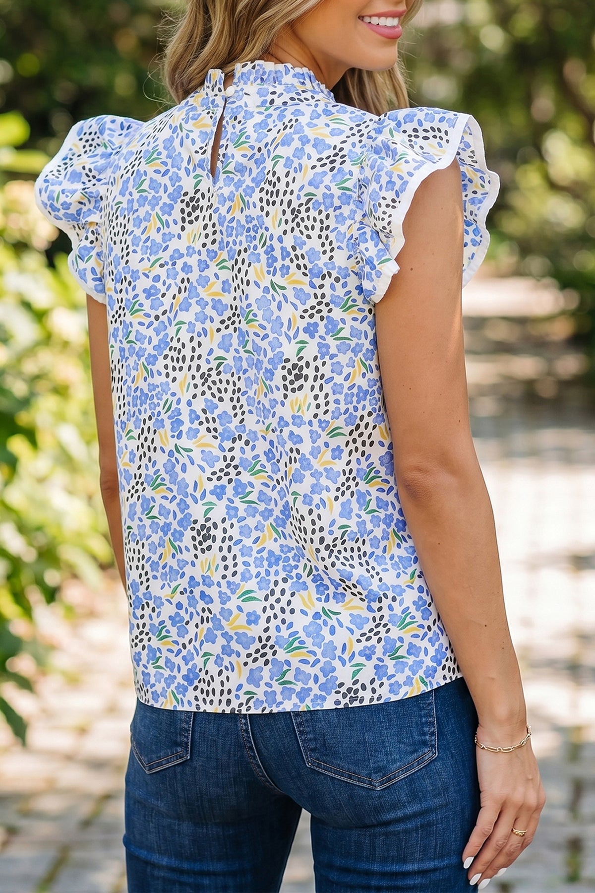 Abstract Flutter Sleeve Tank Top