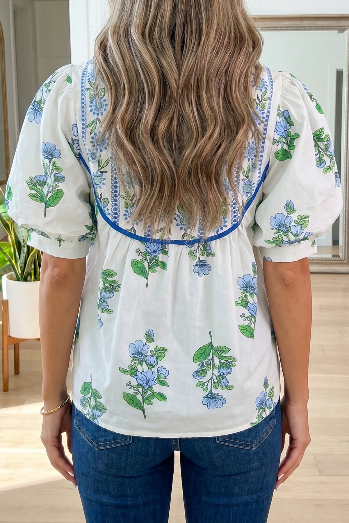 Floral Tie Neck Blouse