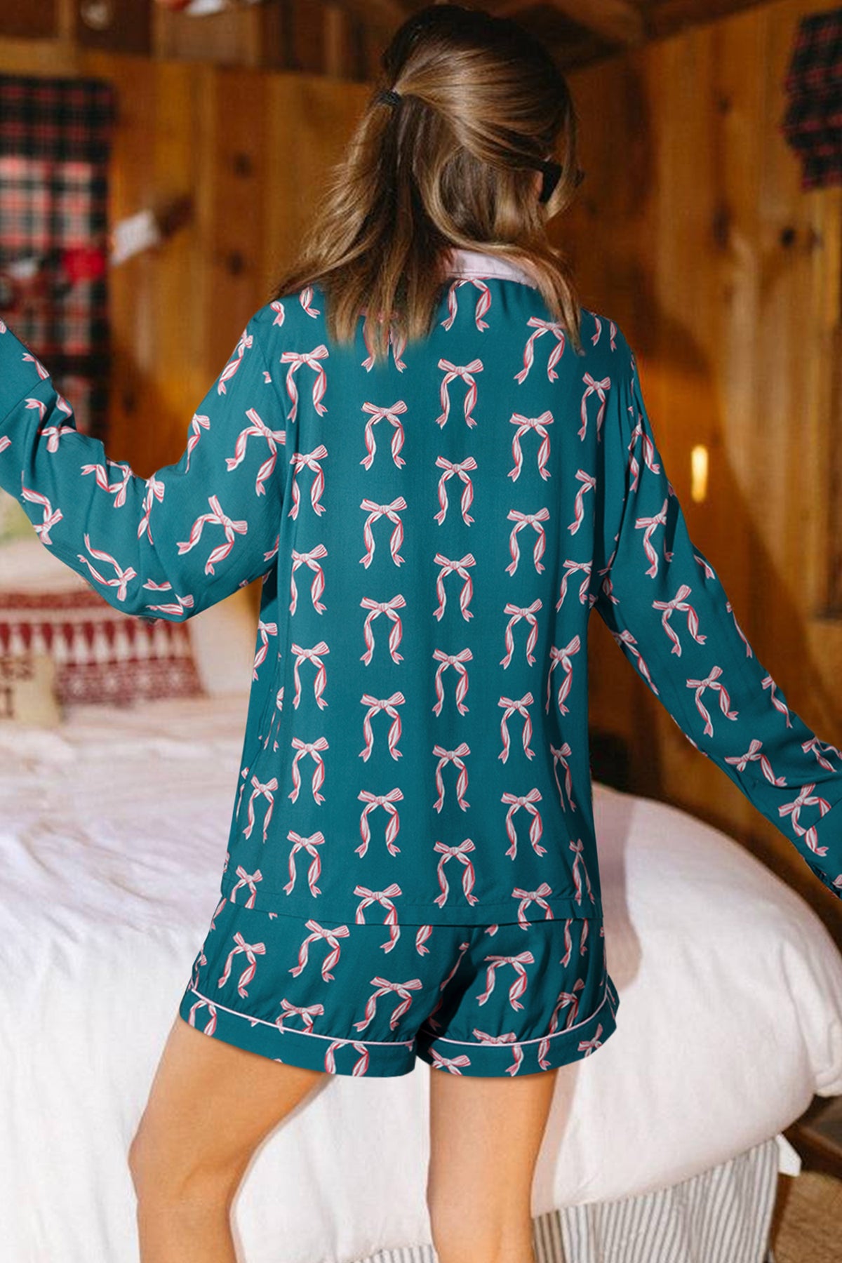 Ribbon Long Sleeve Pajama Set