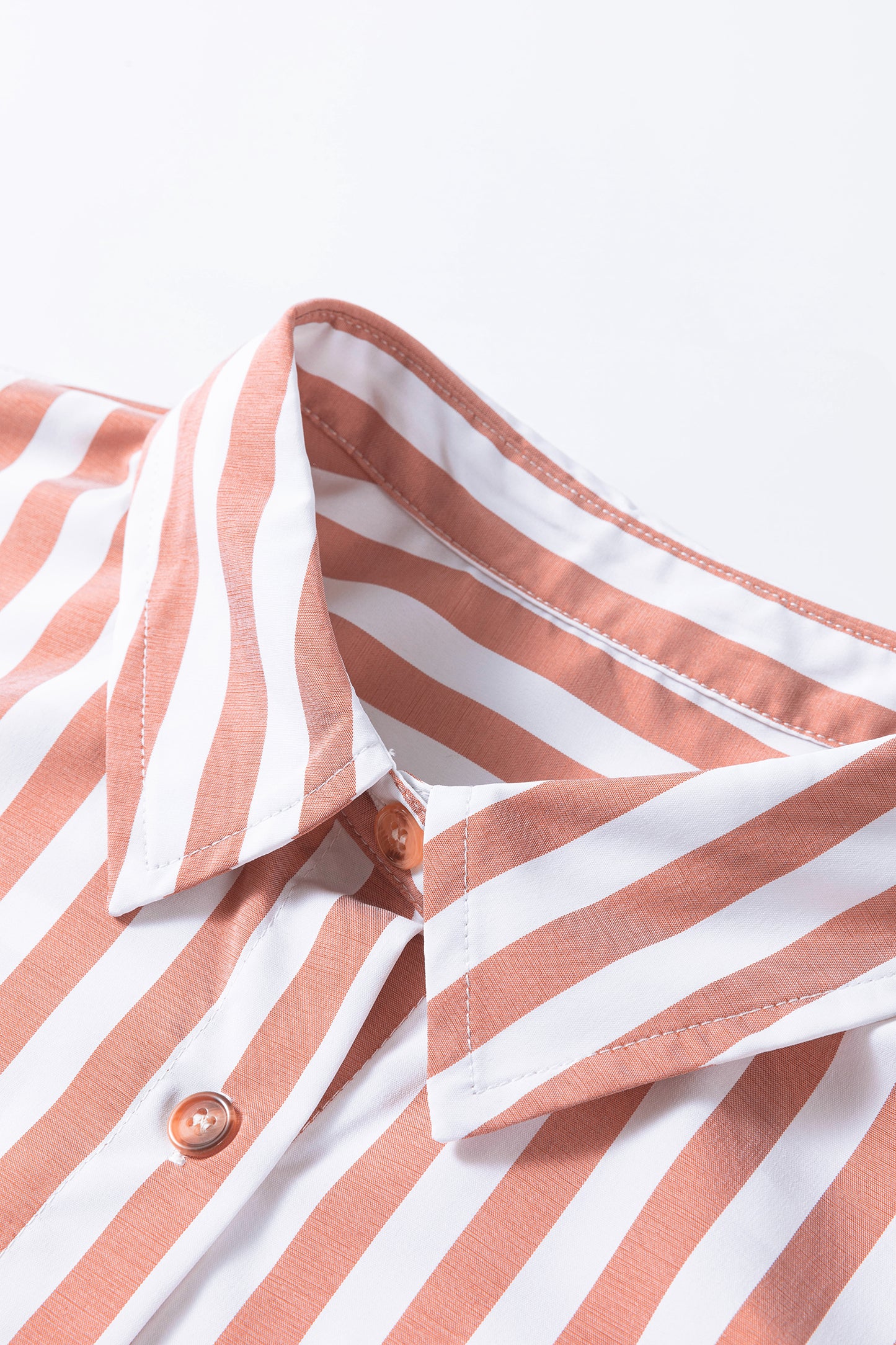 Stripe Collar Ruffle Hem Blouse
