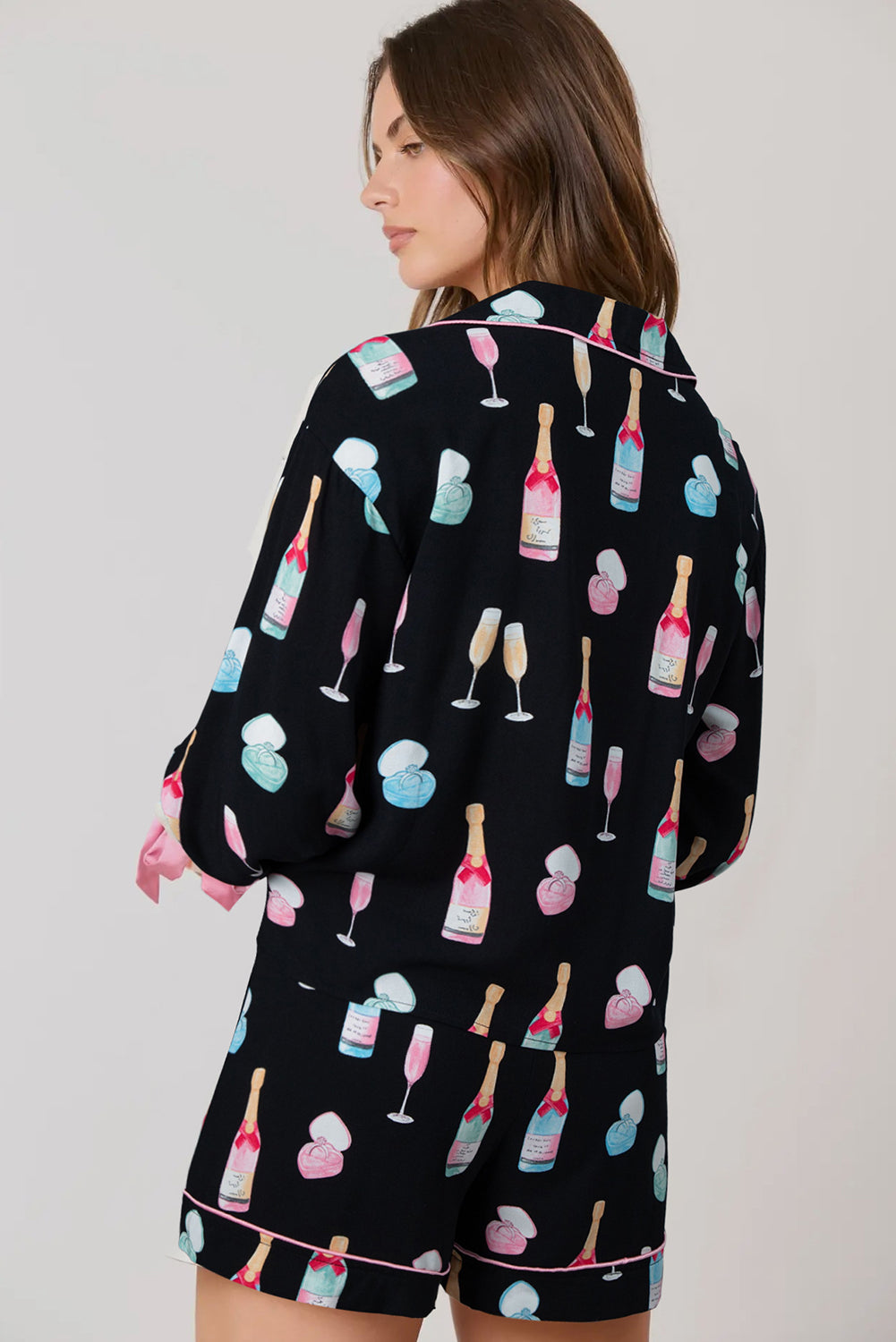 Color Bow Knot Pajama Set
