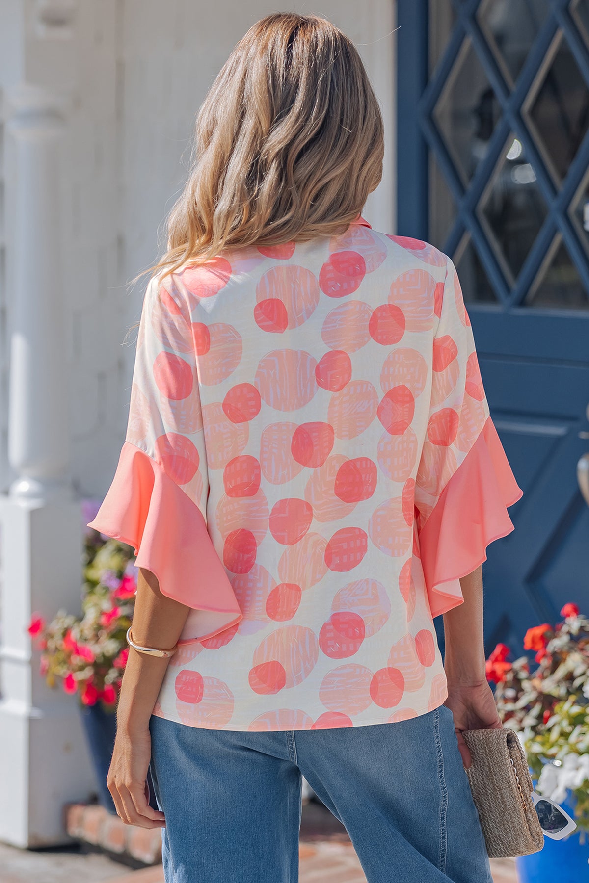 Polka Dot Ruffle Babydoll Blouse