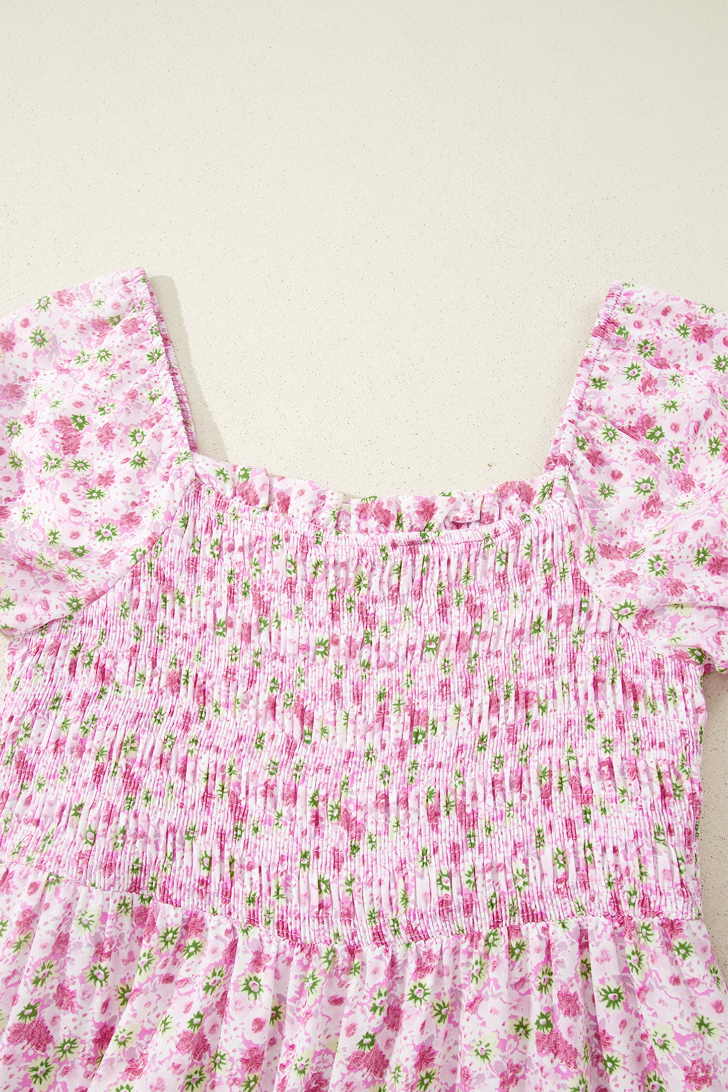 Floral Short Shirred Maxi Dress