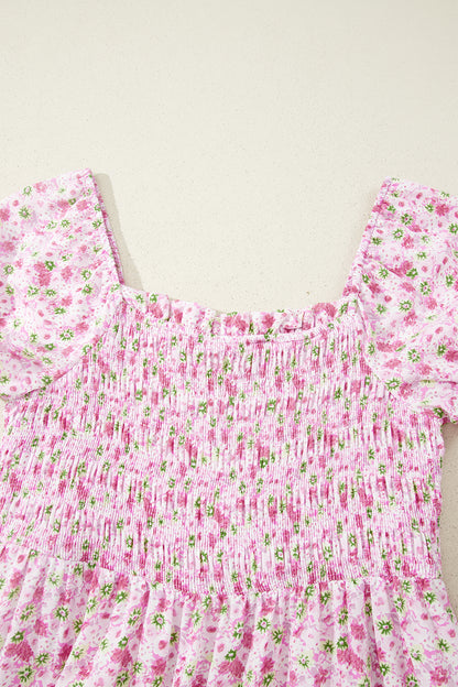 Floral Short Shirred Maxi Dress