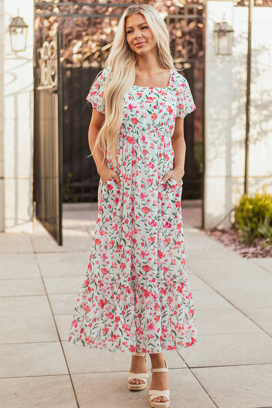 Floral Empire Tiered Maxi Dress