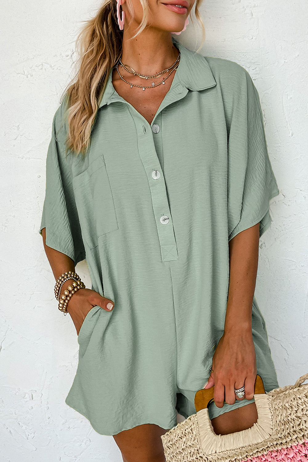 Half Button Jumpsuits & Rompers