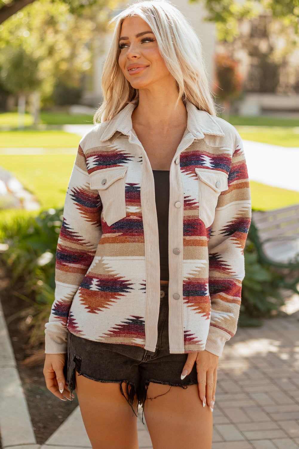 Western Aztec Ribbed Double Jackets