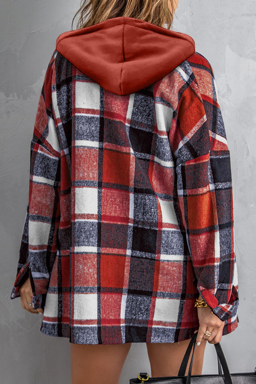 Fiery Button Front Plaid Shackets