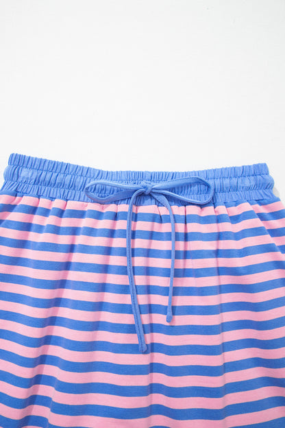 Stripe Short Sleeve Two-Piece Set