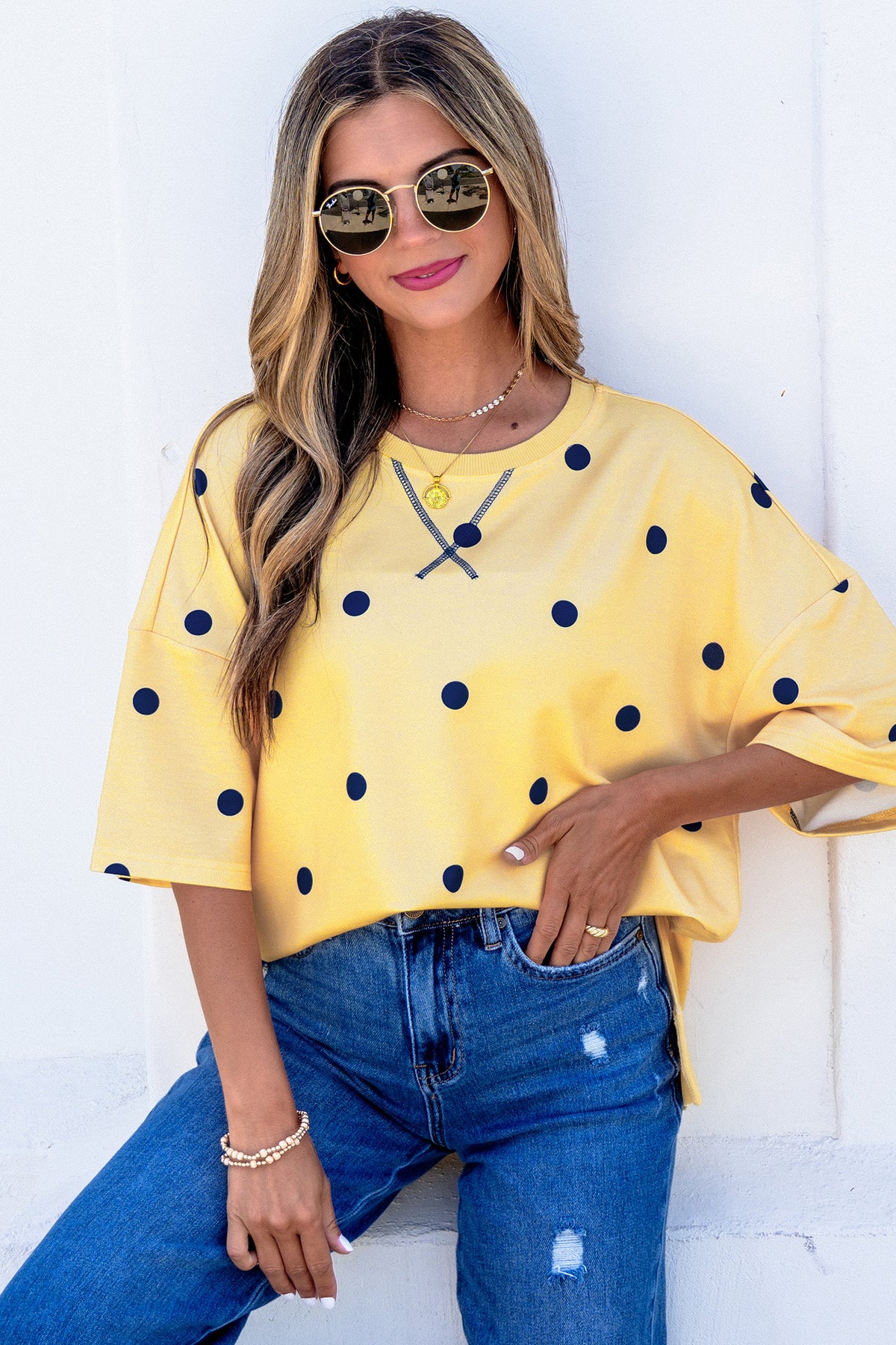 Polka Dot Crossed Oversize Tee