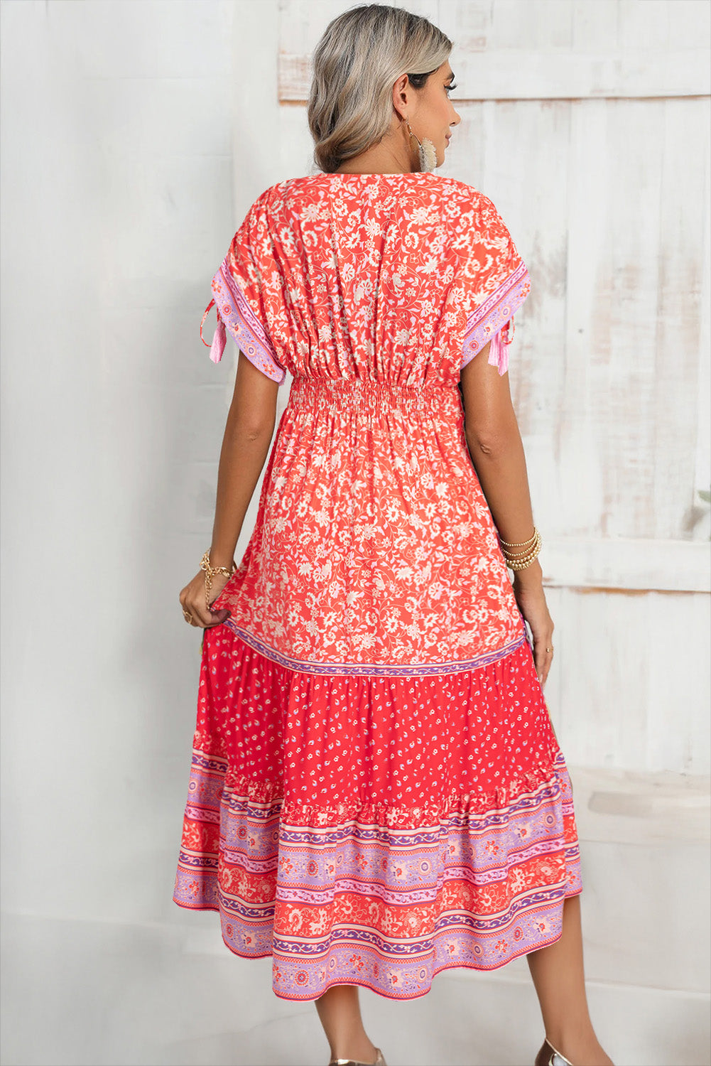 Tasseled Tied Maxi Floral Dress