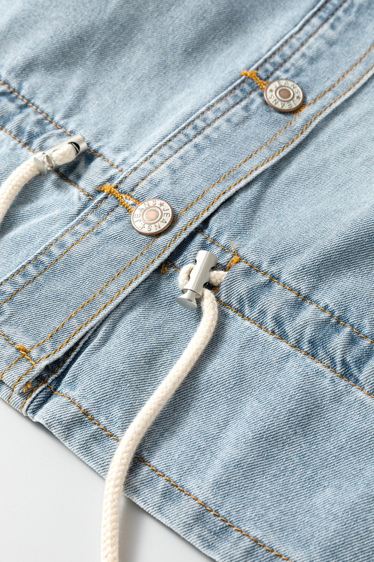Draw-cord Hem Wash Denim Jackets