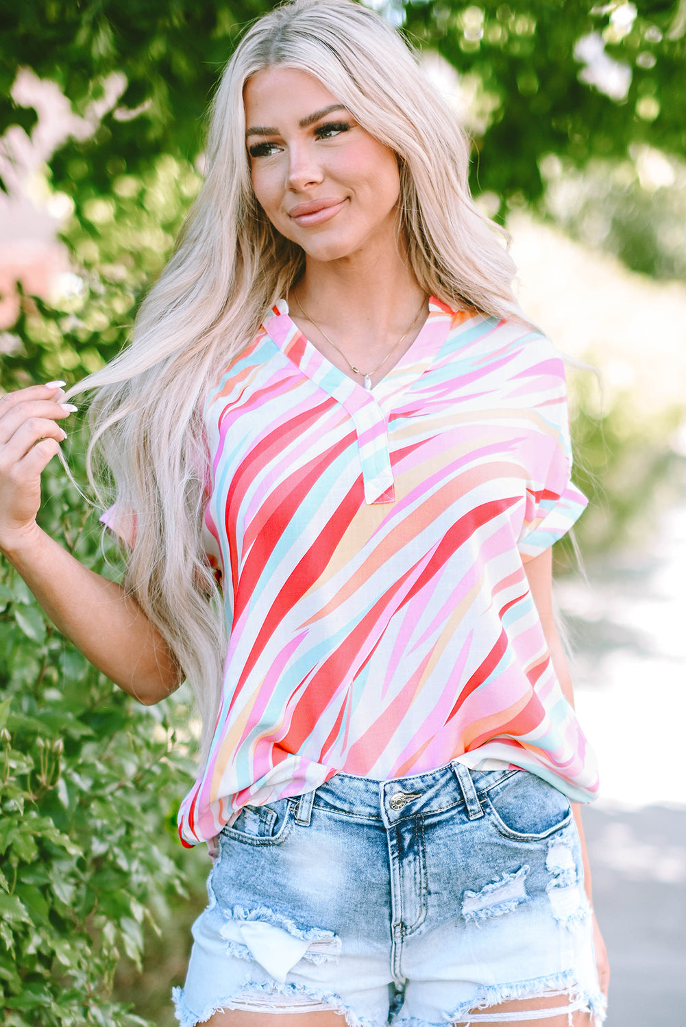 Abstract High Short Sleeve Blouse