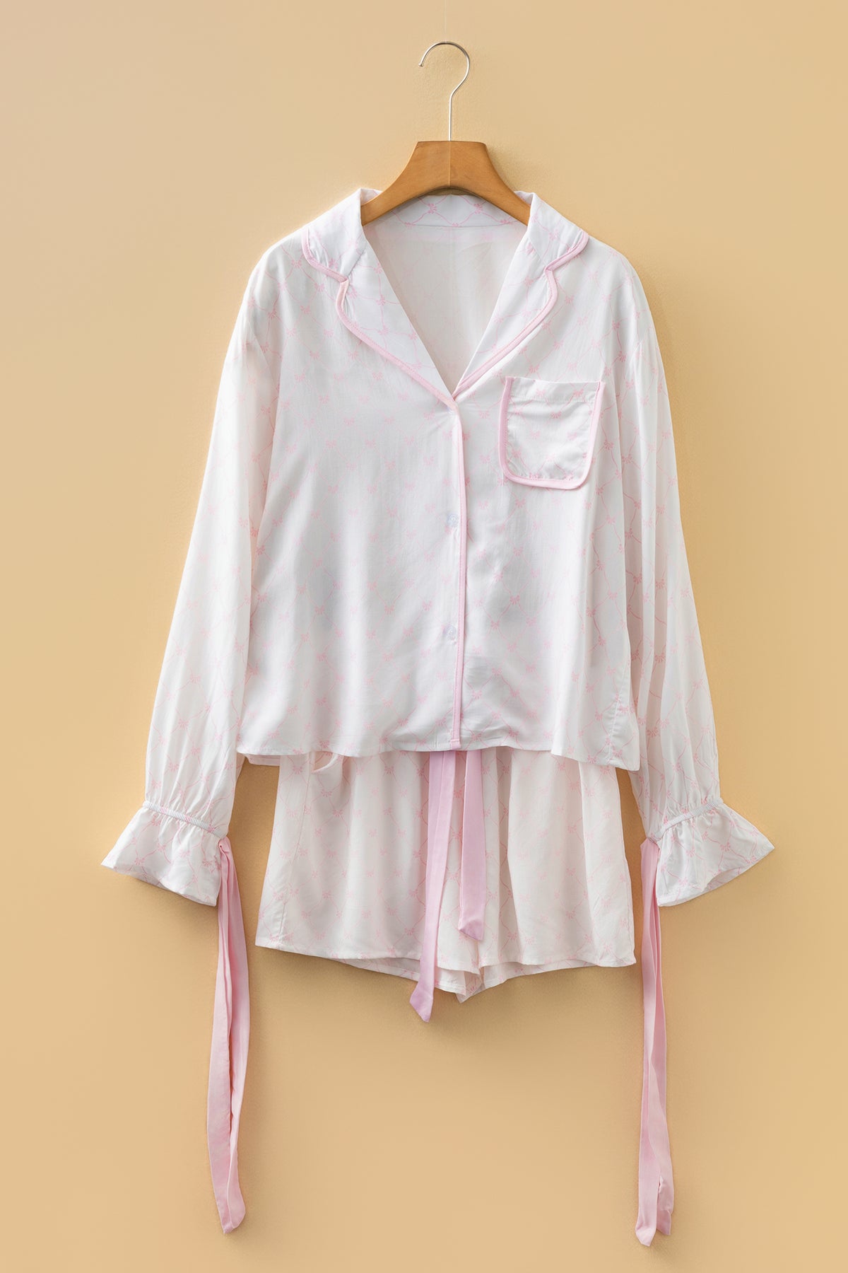 Bow Lattice Bow Pajama Set