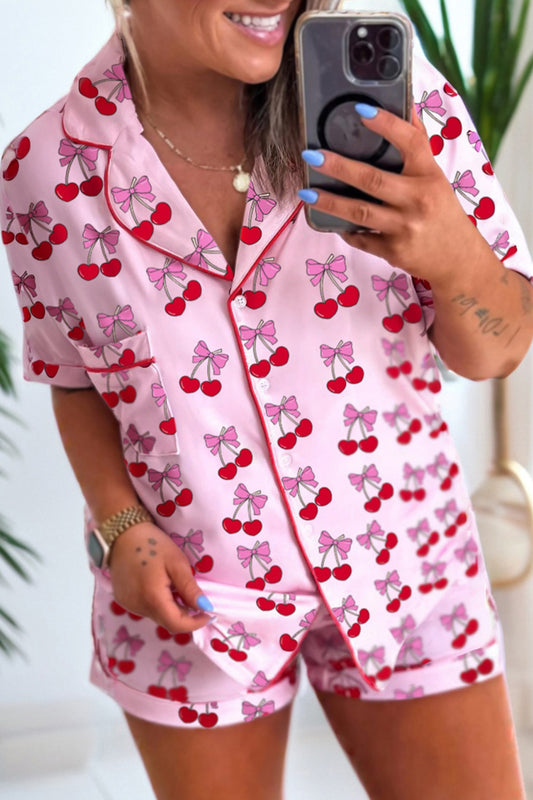 Cherry Bow Short Pajama Set