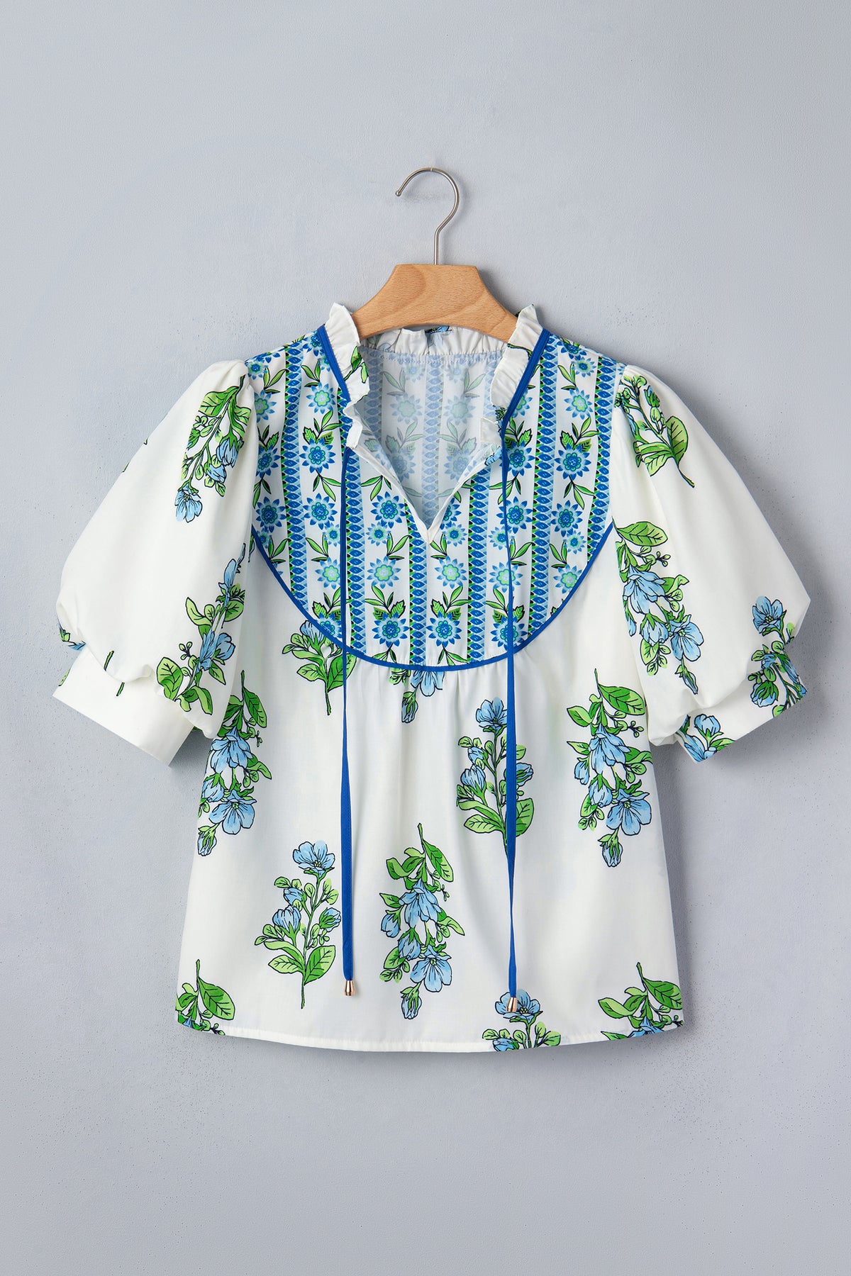 Floral Tie Neck Blouse