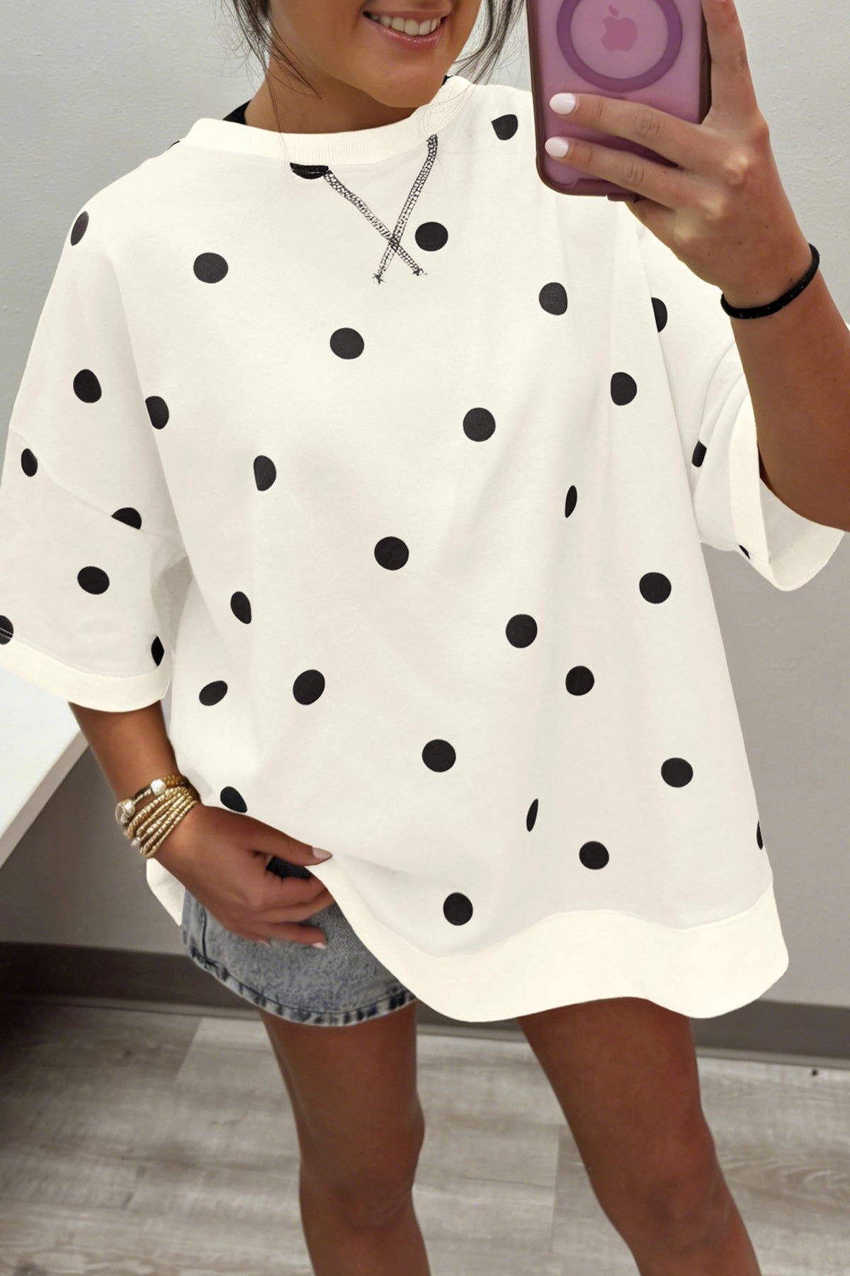 Polka Dot Crossed Oversize Tee