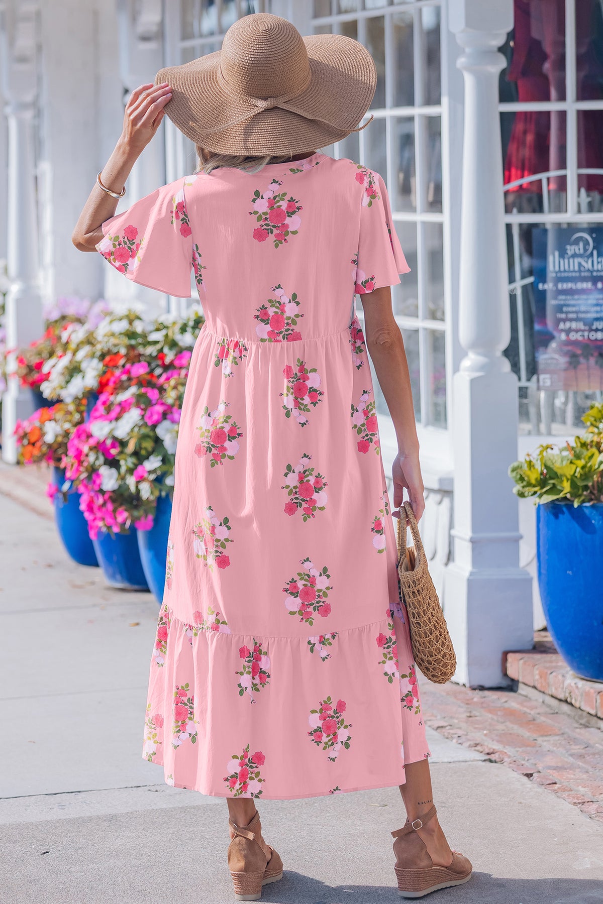 Short Sleeve Floral Maxi Dress